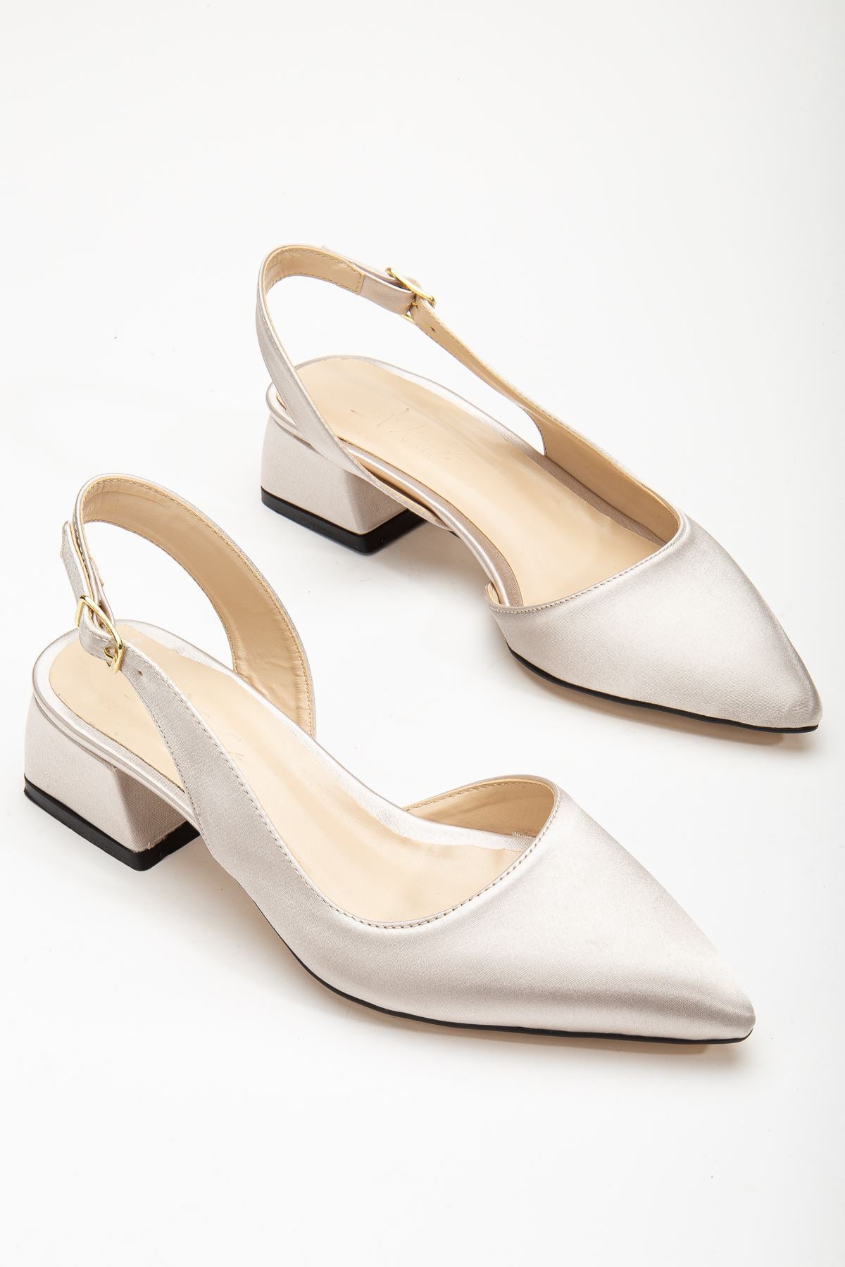 Ossie Beige Satin Women's High Heeled Shoes - STREETMODE ™