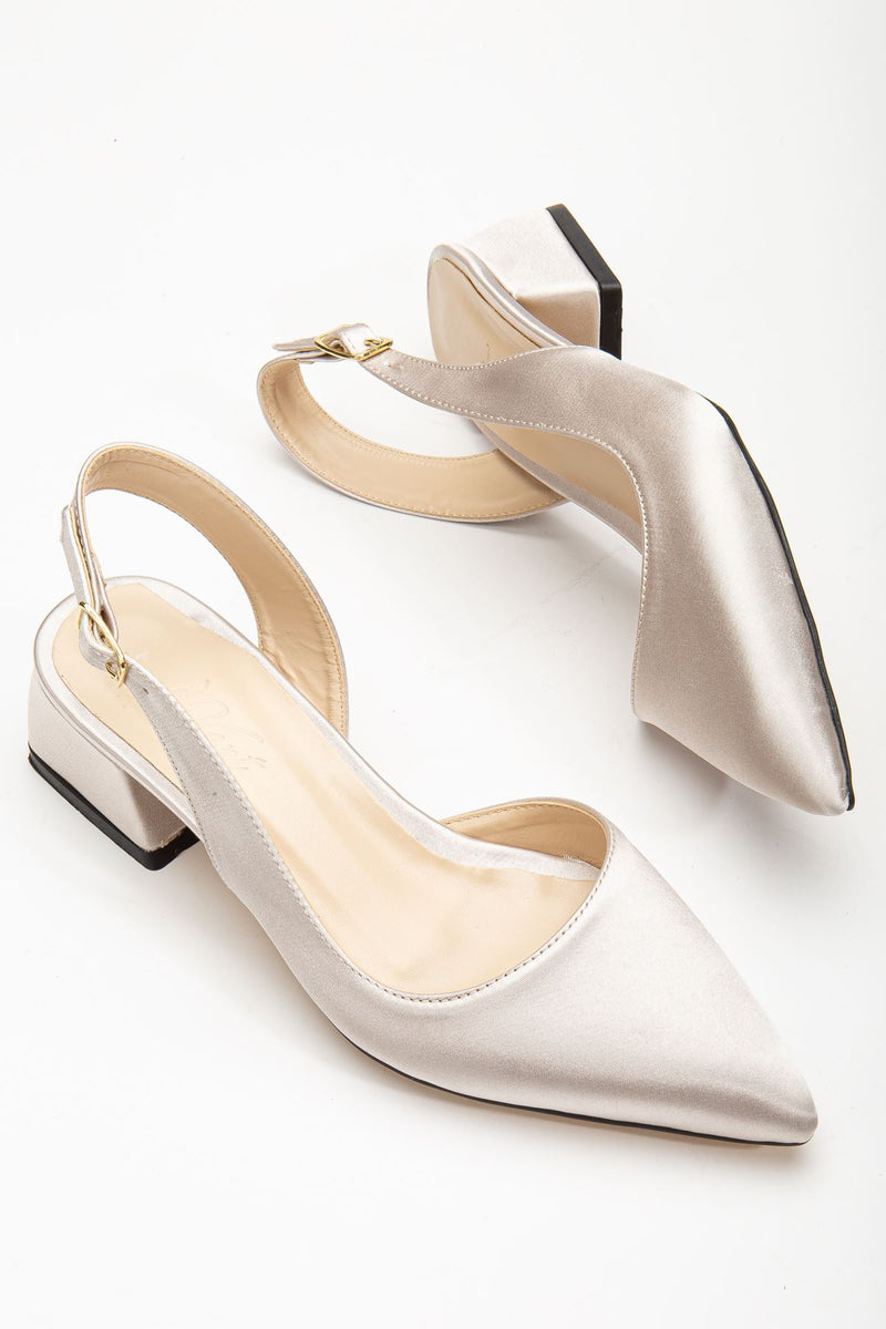 Ossie Beige Satin Women's High Heeled Shoes - STREETMODE ™