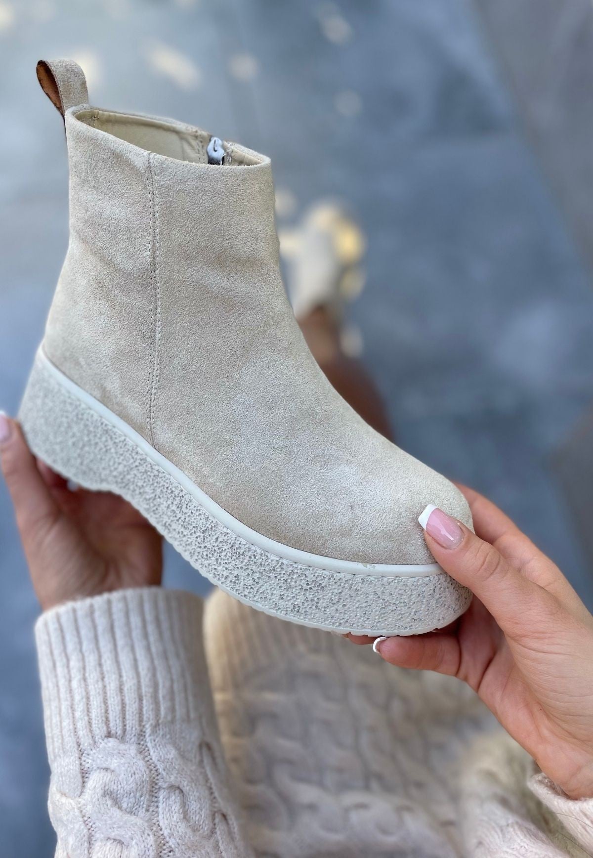 Women's Beige Suede Boots