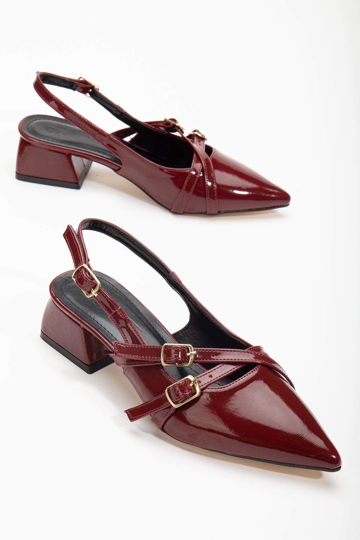 Pary Claret Red Patent Leather Women's Heeled Shoes - STREETMODE ™