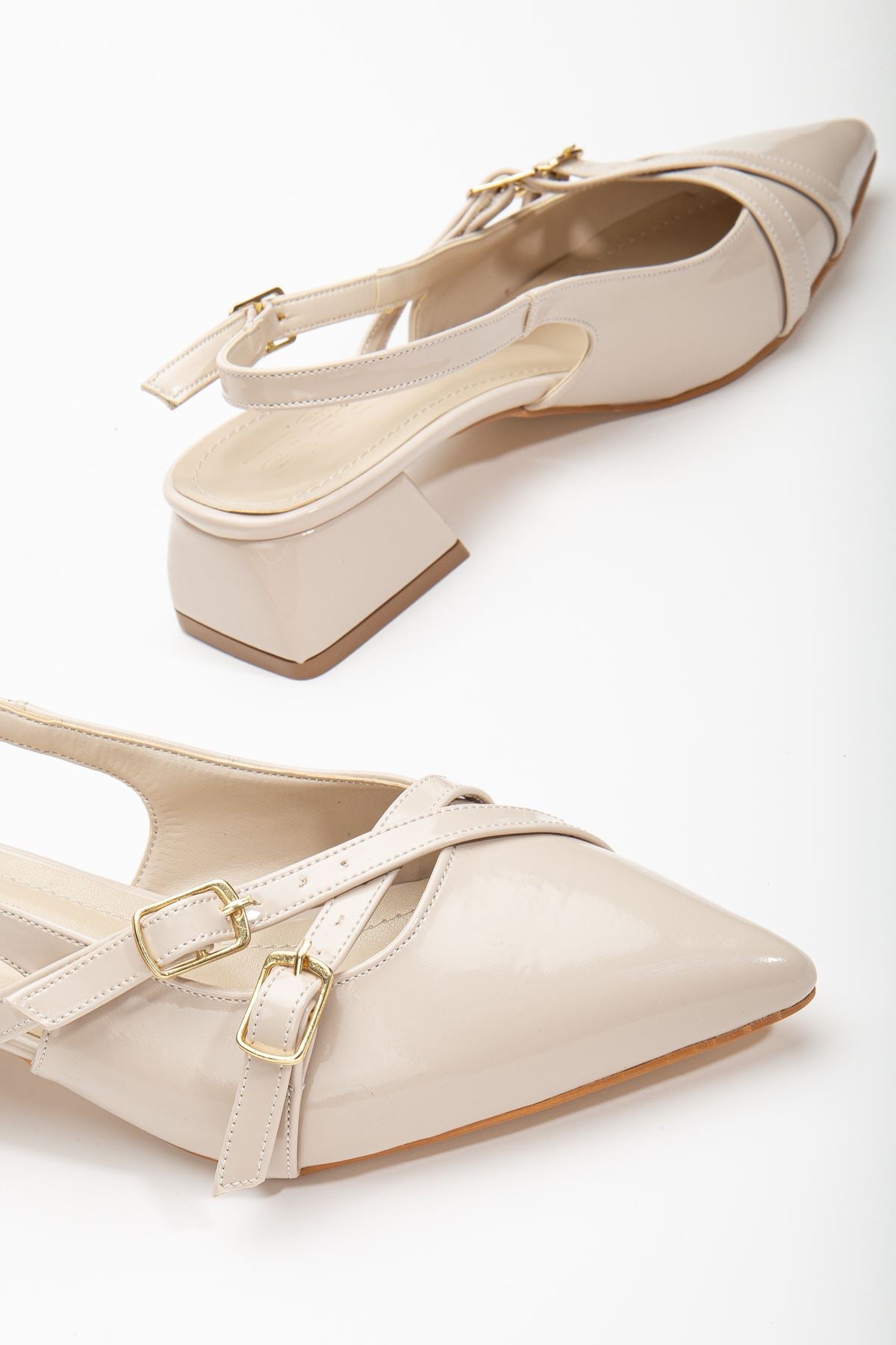 Pary Cream Patent Leather Women's Heeled Shoes - STREETMODE ™