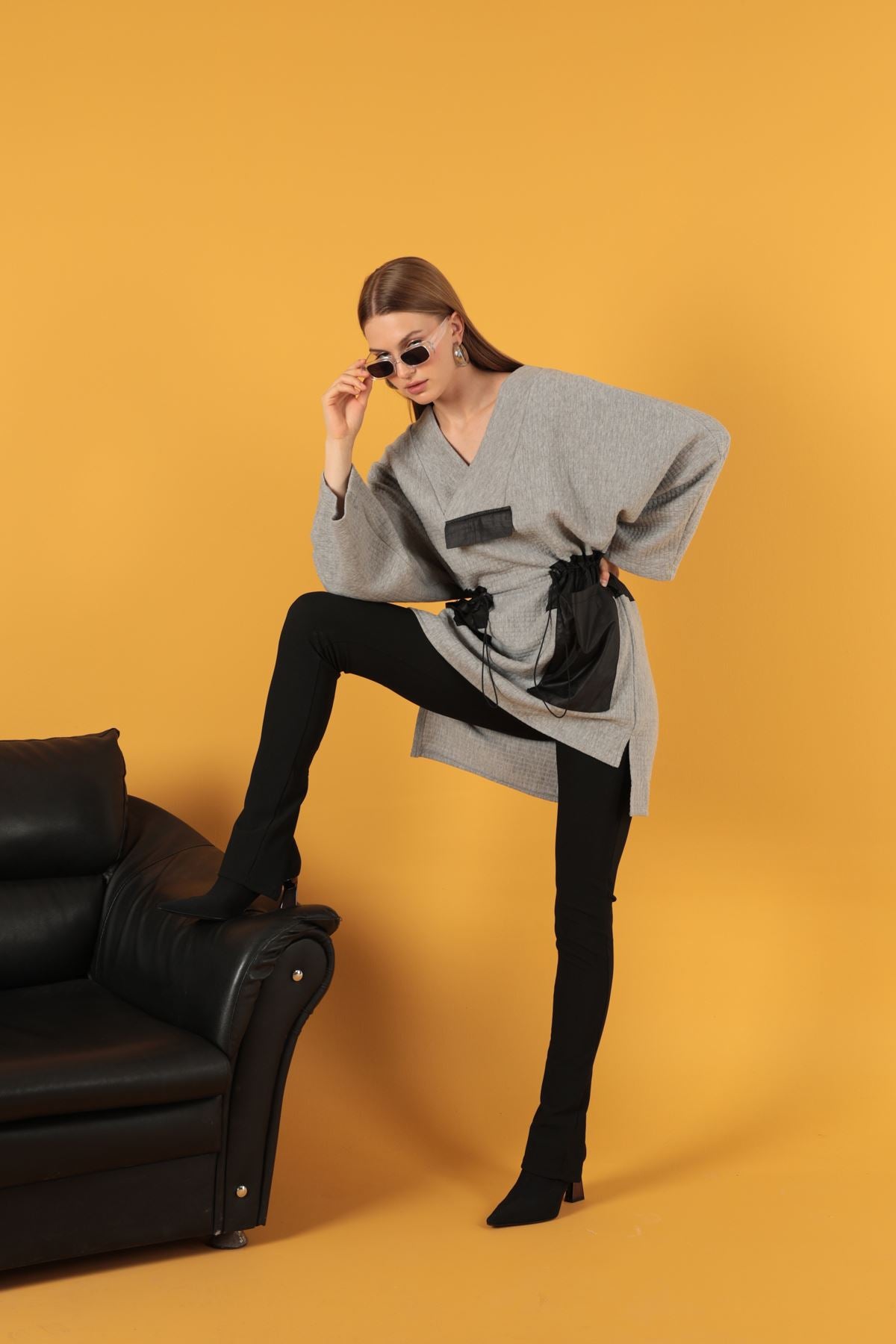 Garnished Oversize Women's Sweat-Grey - STREETMODE ™