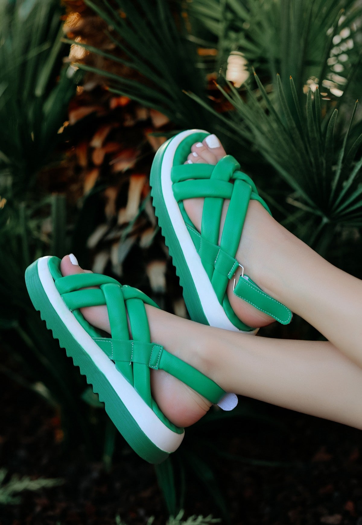 Women's Porin Green Skin Sandals - STREETMODE ™