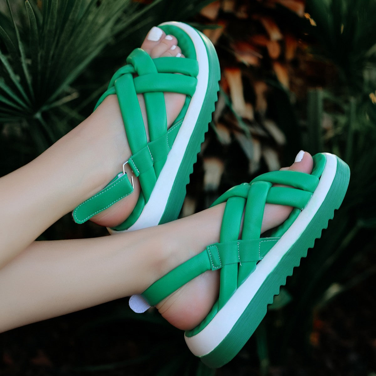 Women's Porin Green Skin Sandals - STREETMODE ™