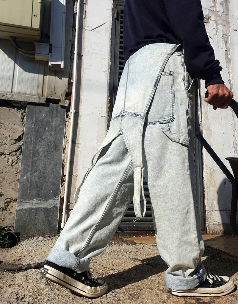 Premium Baggy Fit Men's Denim Overalls - Blue - STREETMODE ™