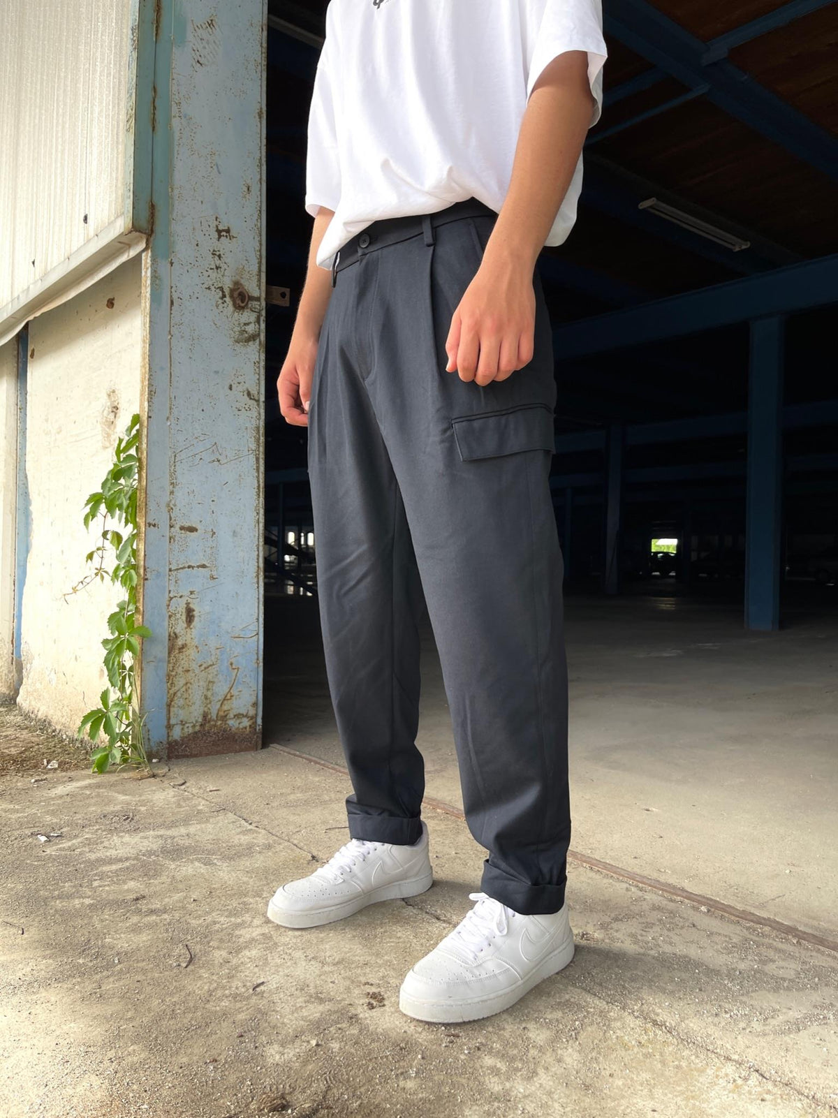 Men's Premium Baggy Cargo Fabric Trousers Dark Navy Blue - STREETMODE ™