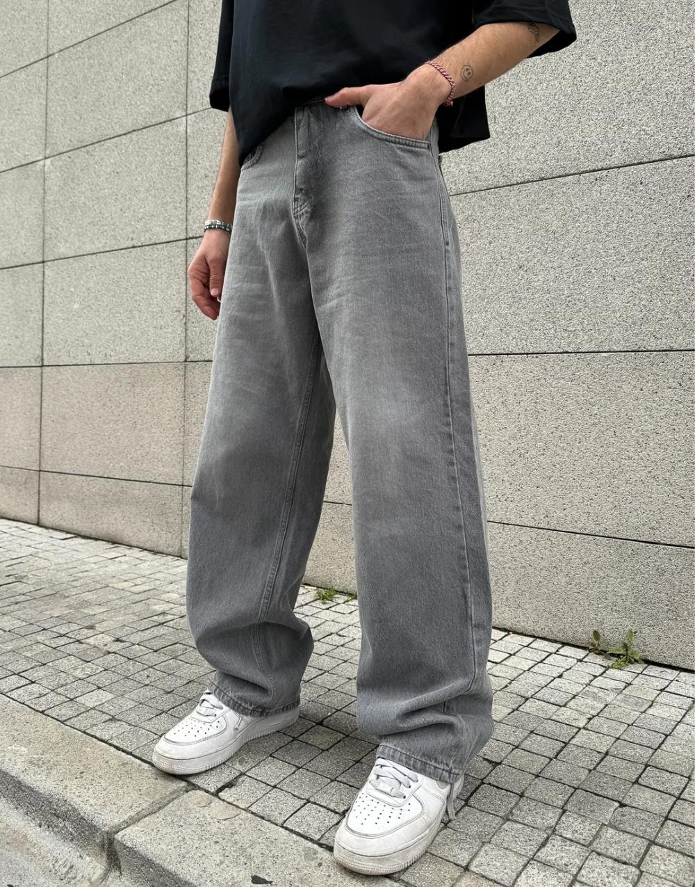 Premium Baggy Men's Jeans Pants Black Smoked - STREETMODE ™