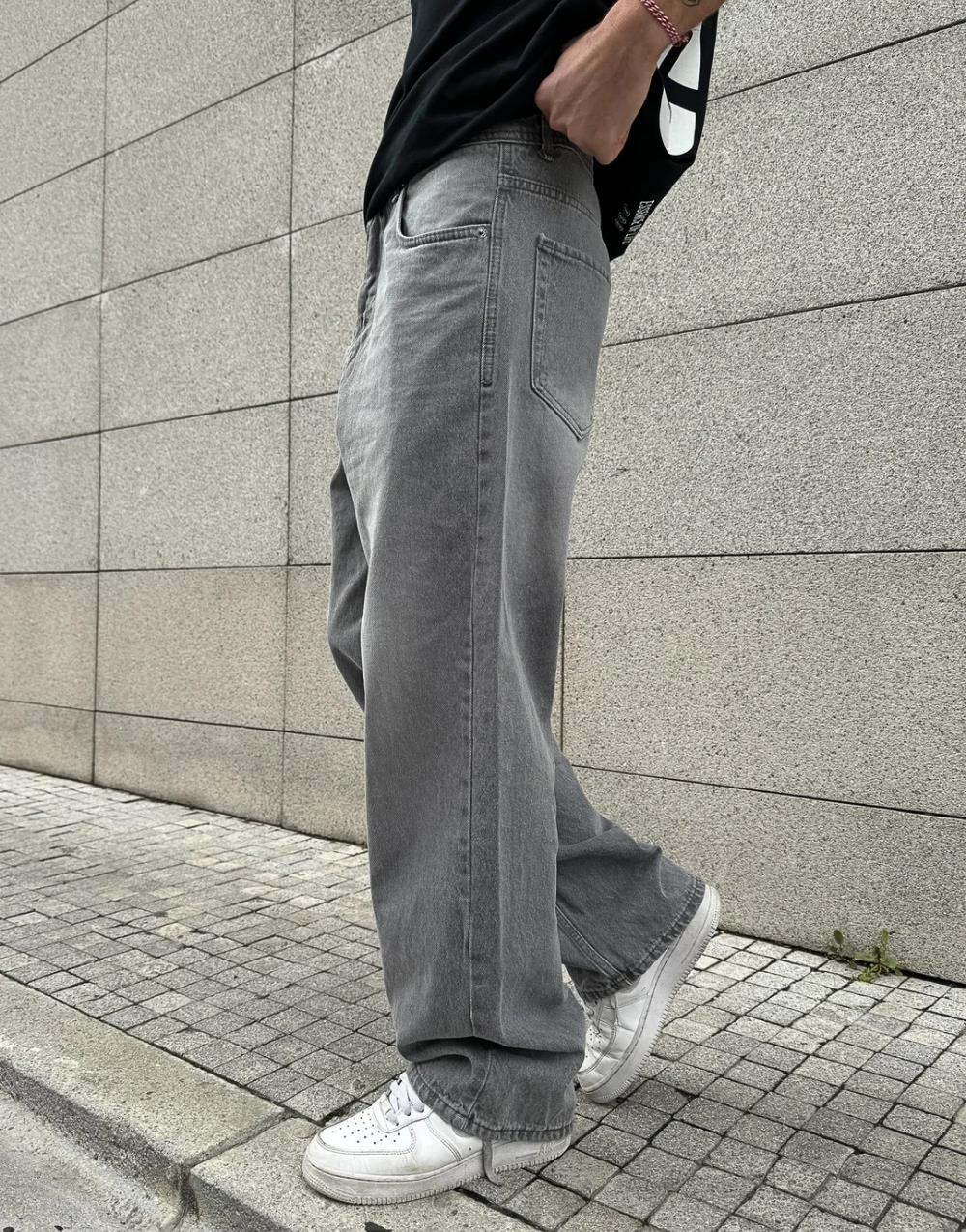 Premium Baggy Men's Jeans Pants Black Smoked - STREETMODE ™
