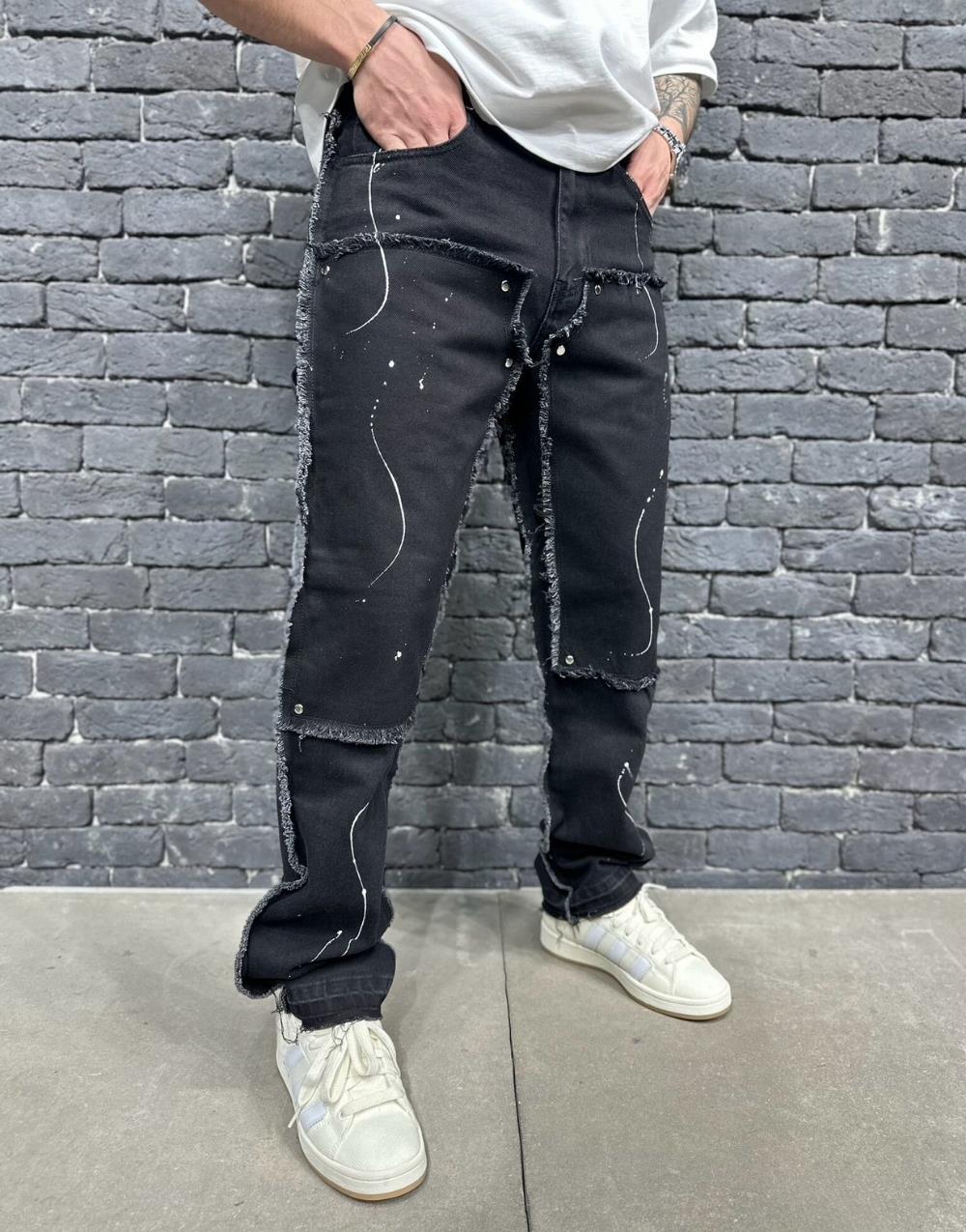 Premium Baggy Men's Patchwork Splash Jeans - STREETMODE ™