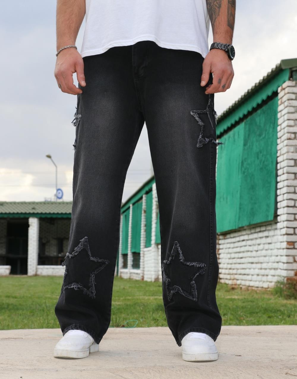 Men's Premium Baggy Starry Patch Jeans - STREETMODE ™