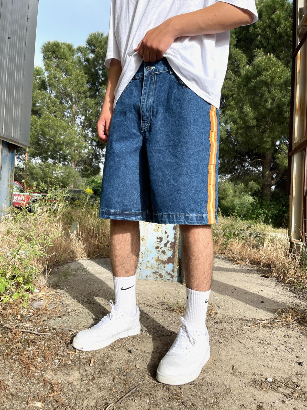 Men's Premium Baggy Stripe Denim Shorts
