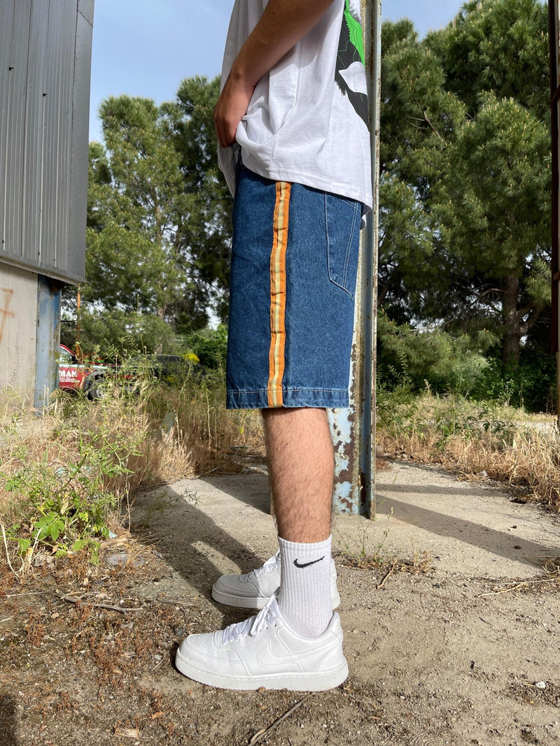 Men's Premium Baggy Stripe Denim Shorts - STREETMODE ™