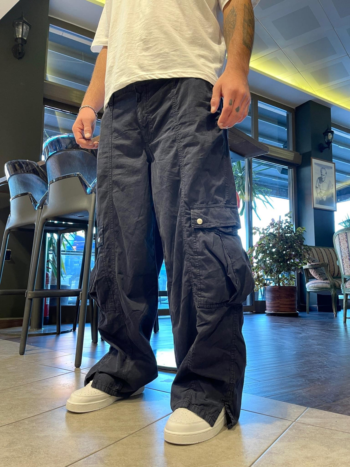 Men's Premium Big Pocket Navy Baggy Cargo Pants - STREETMODE ™