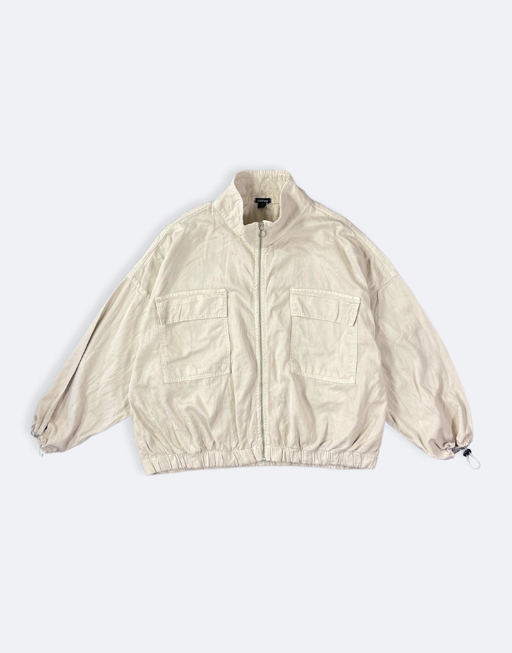 Unisex Premium Crop Zip Super Oversize Jacket Beige - STREETMODE ™