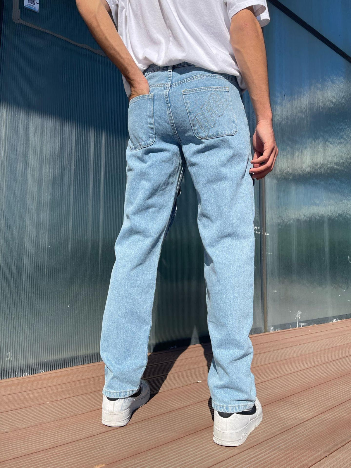 Men's Premium Double Pocket Baggy Jeans Blue - STREETMODE ™