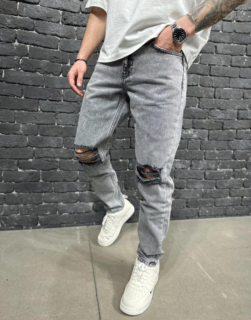 Premium Knee Distressed Baggy Men's Jeans - STREETMODE ™