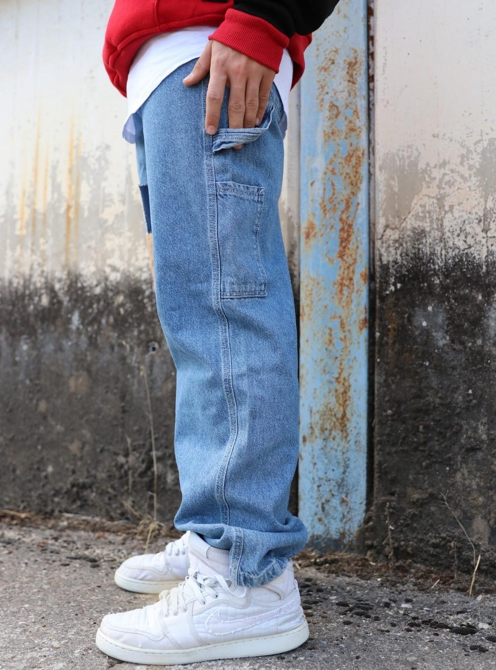 Men's Premium Patch Mini Cargo Baggy Jeans - STREETMODE ™