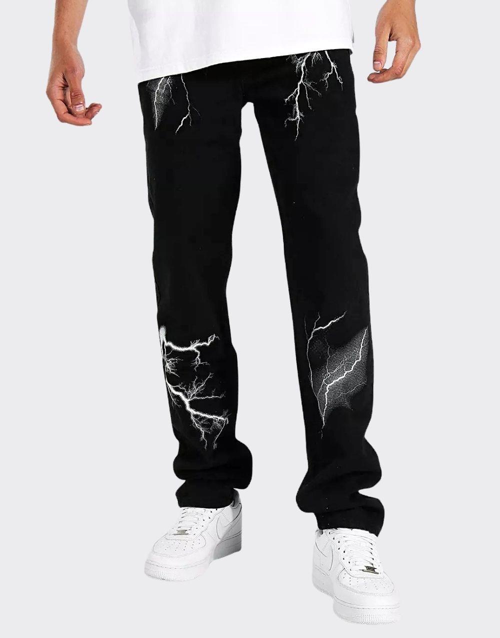 Premium Relax Fit Lightning Men's Jeans - STREETMODE ™