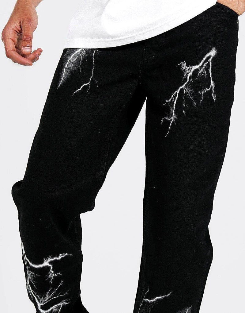 Premium Relax Fit Lightning Men's Jeans - STREETMODE ™