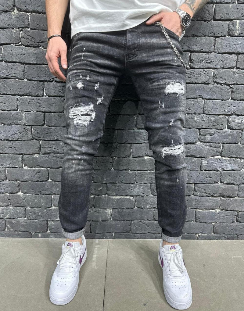 Premium Men's Slim Fit Distressed Jeans - STREETMODE ™