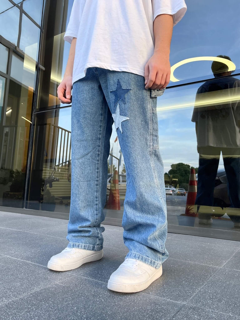 Men's Premium Starry Patch Baggy Jeans - STREETMODE ™
