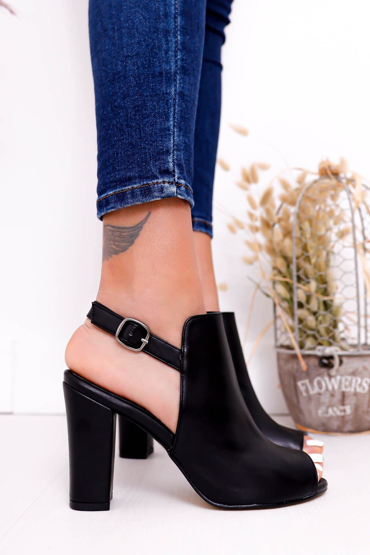 Women's Quinn Heels Black Skin Shoes - STREET MODE ™