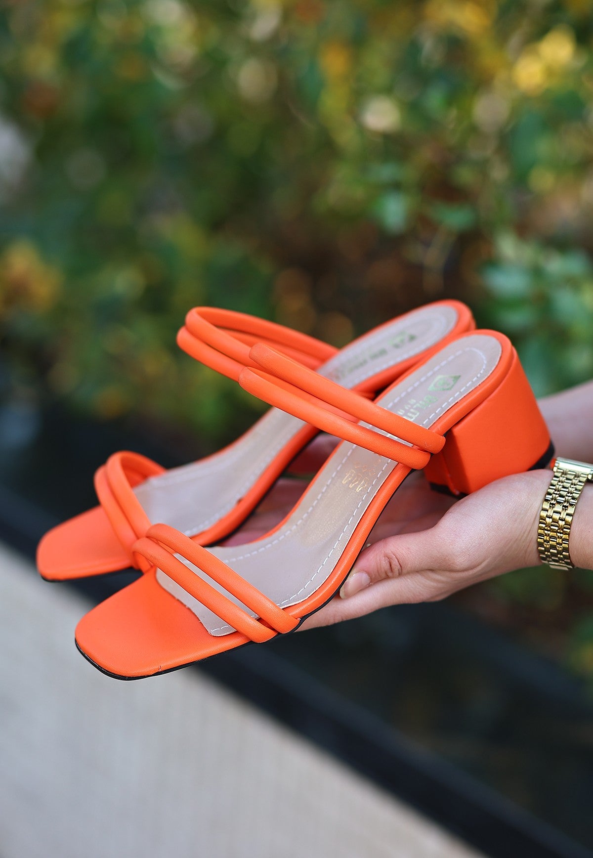 Renti Orange Skin Heeled Slippers - STREETMODE ™