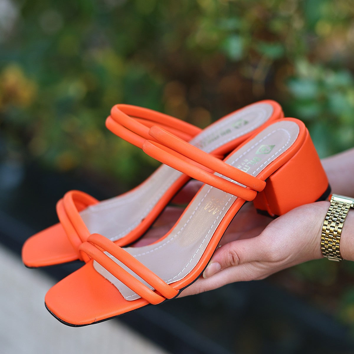 Renti Orange Skin Heeled Slippers - STREETMODE ™