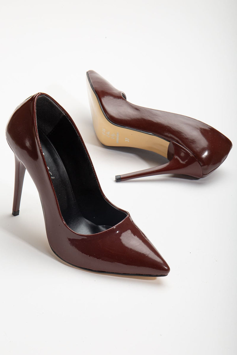 River Burgundy Patent Leather Thin Heeled Women's Evening Dress Shoes - STREETMODE ™