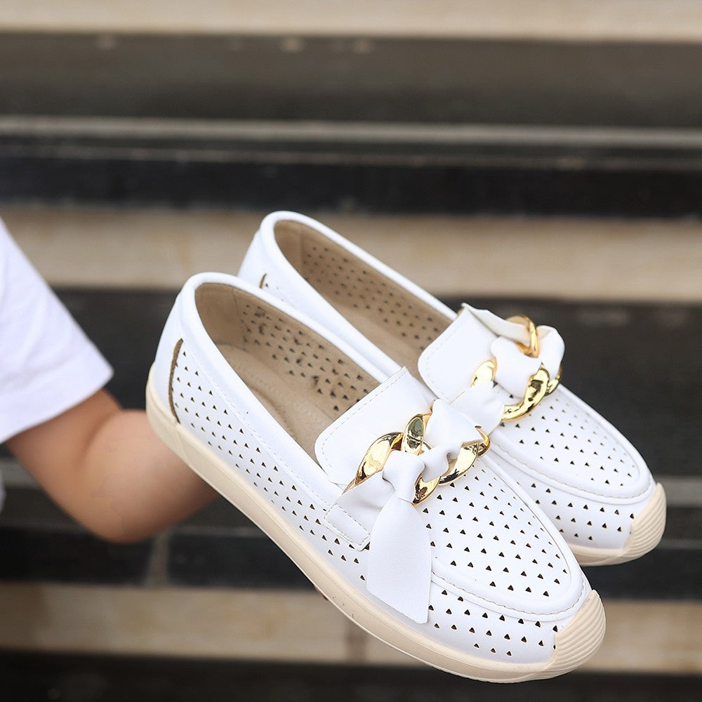 Women's Riwan White Skin Ballerina Shoes - STREETMODE ™