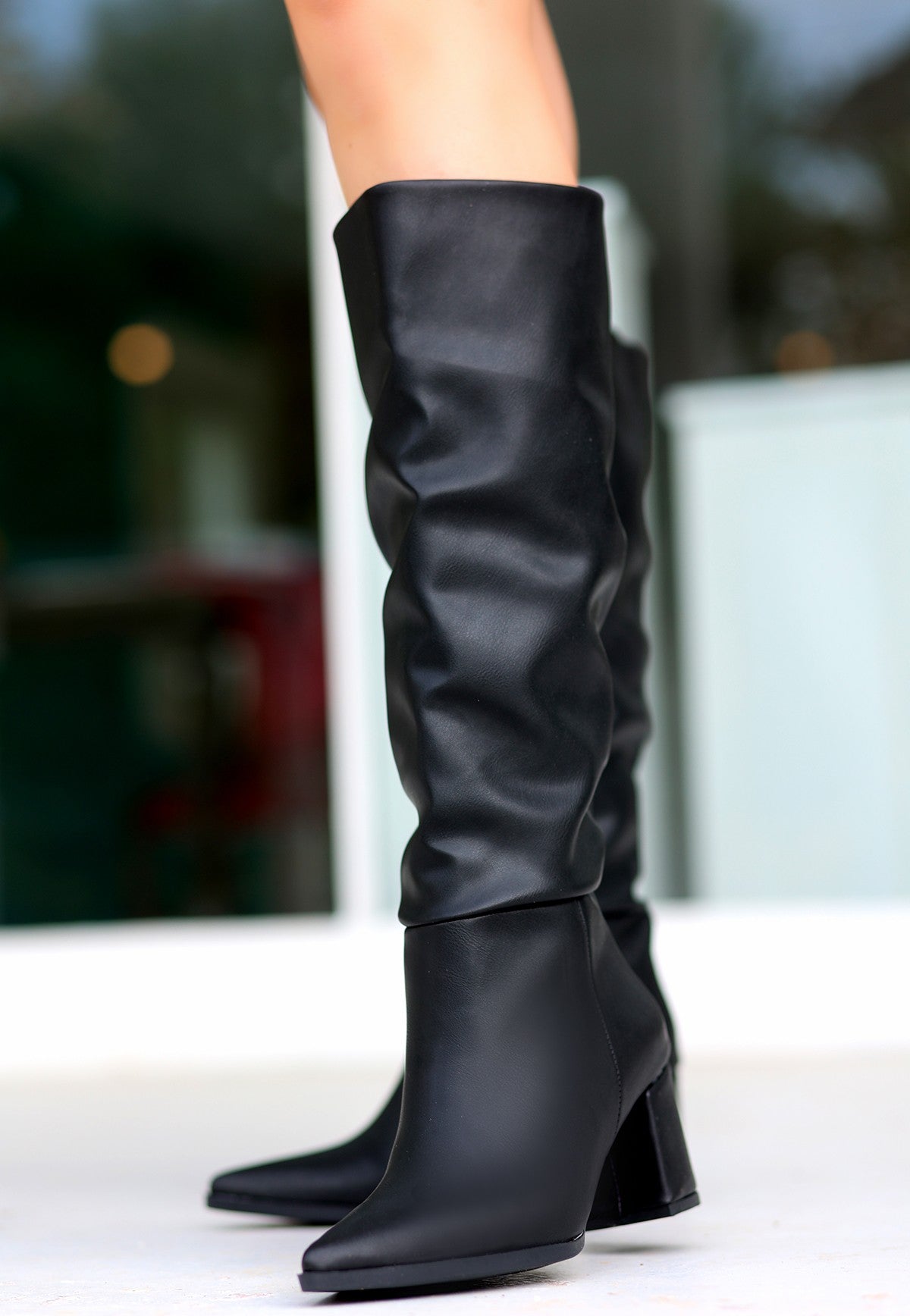 Women's Roksa Black Leather Heeled Boots - STREETMODE ™