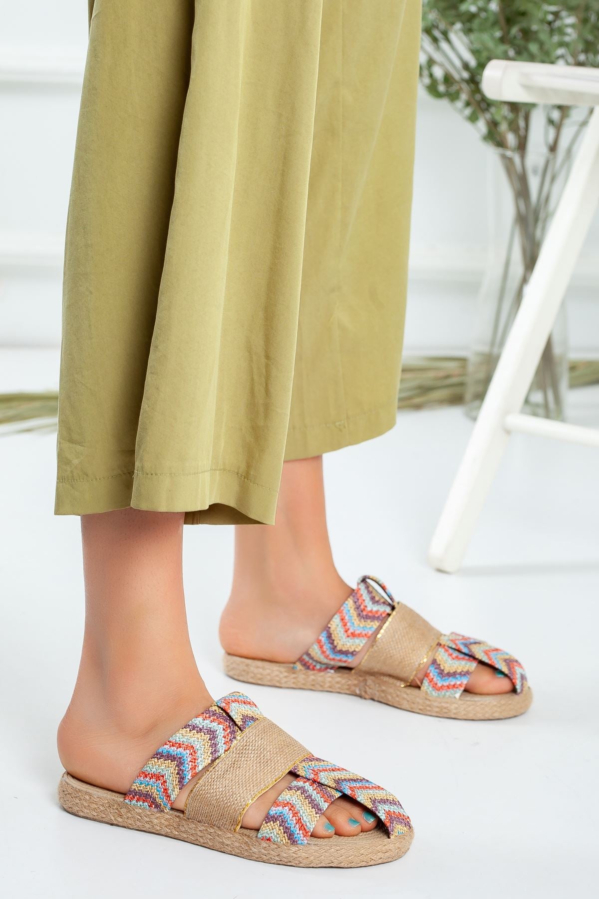 Women's Roya Yellow Linen Slippers - STREET MODE ™