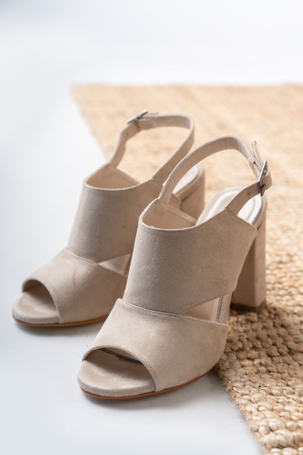 Seila Cream Suede High Heels Women's Shoes - STREETMODE ™