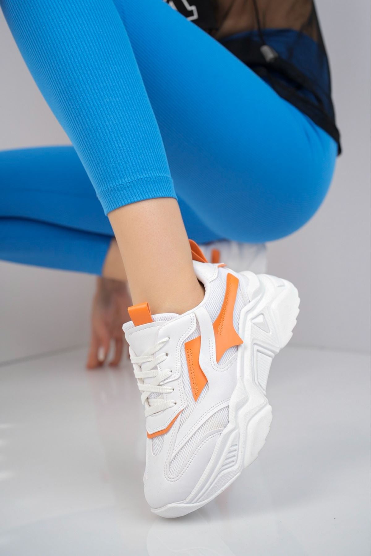 Seyran Orange White Women's Sneaker Sport Shoes - STREETMODE ™