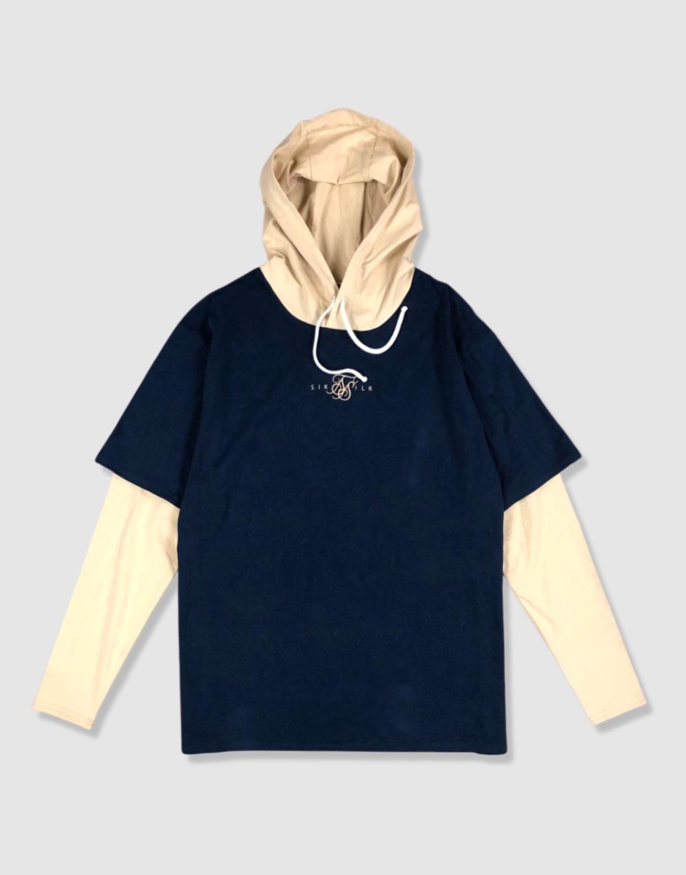 SikSilk Allure Men's Snap-On Hooded Long Sleeved T-Shirt