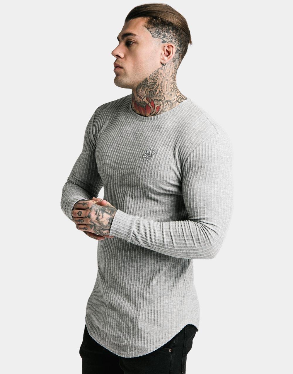 SikSilk Brushed Knit Jersey Hombre Gris 