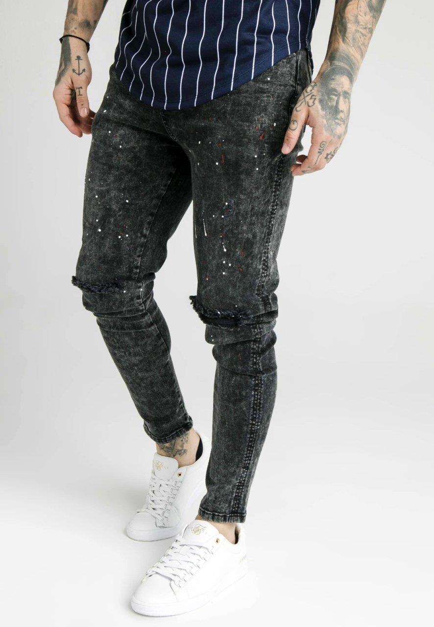 SikSilk Bust Knee Men's Jeans Black - STREETMODE ™