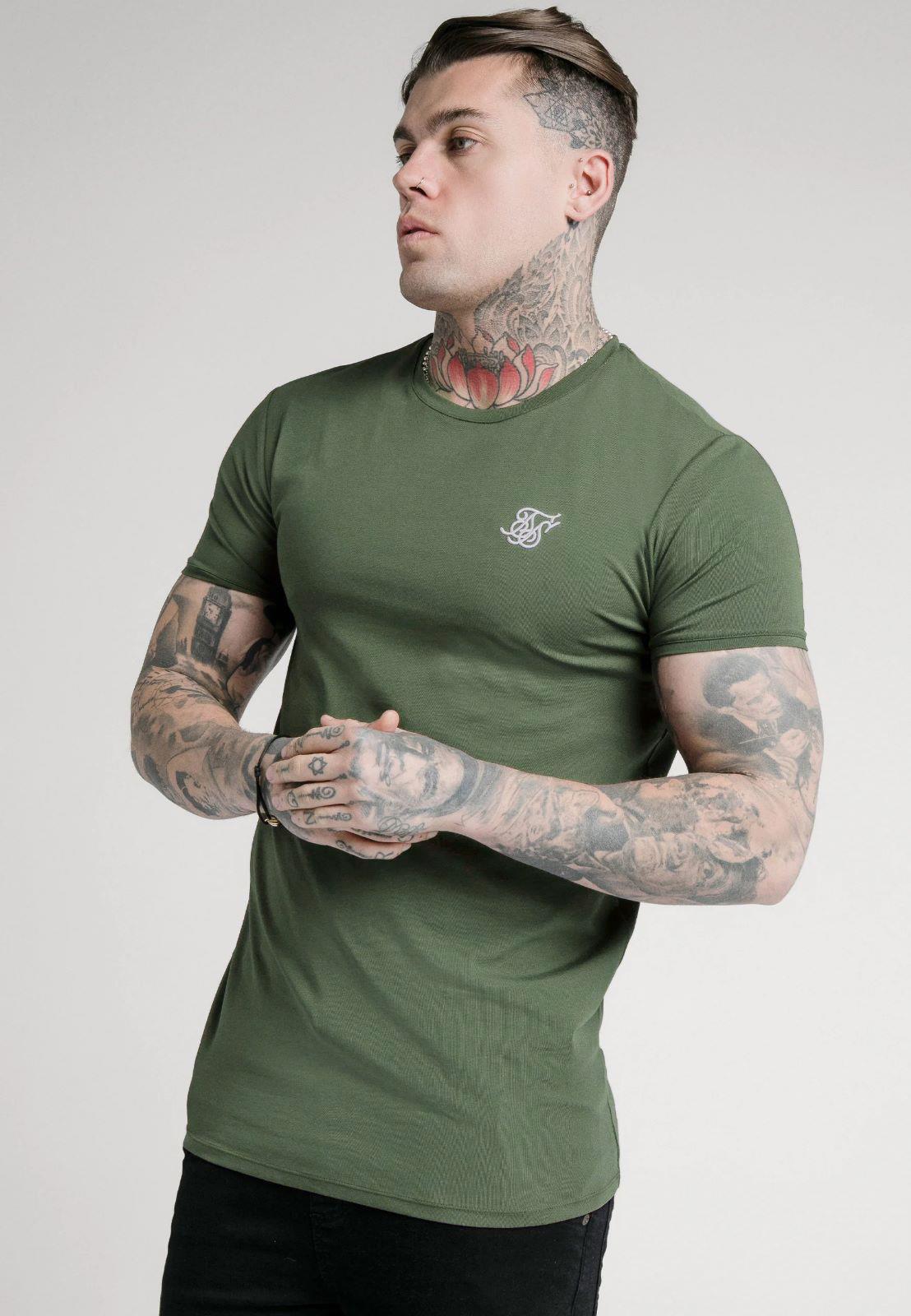 SikSilk Gym Tee Men's Basic T-Shirt Khaki - STREET MODE ™