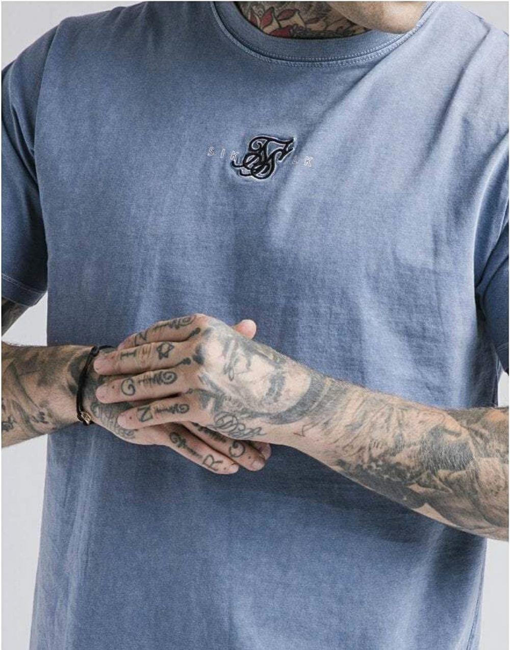 SikSilk Standard Fit Washed Blue T-Shirt - STREETMODE ™