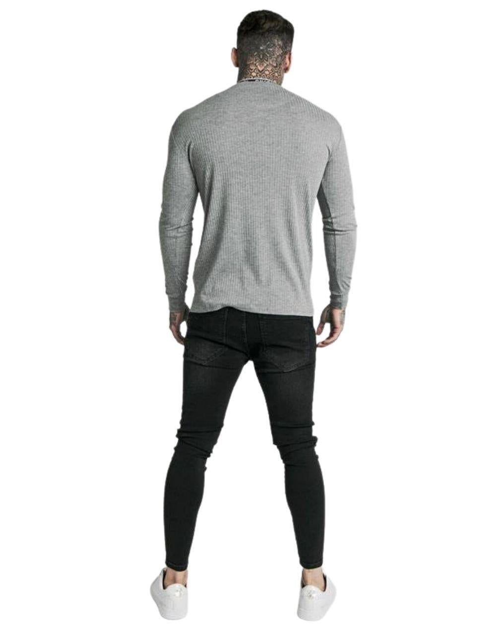 SikSilk Turtle Neck Banded Long Sleeve Sweater - STREETMODE ™