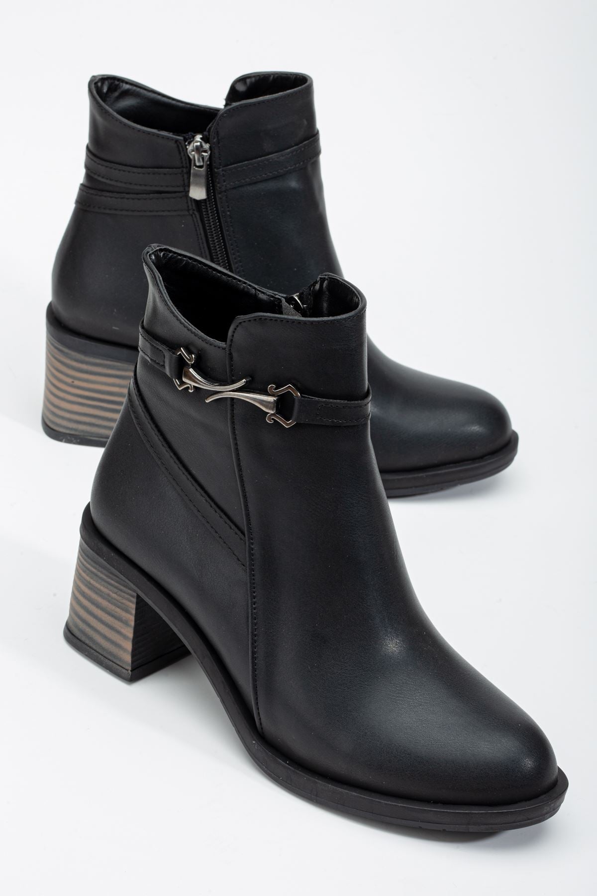 Black Buckled High Heel Women's Boots