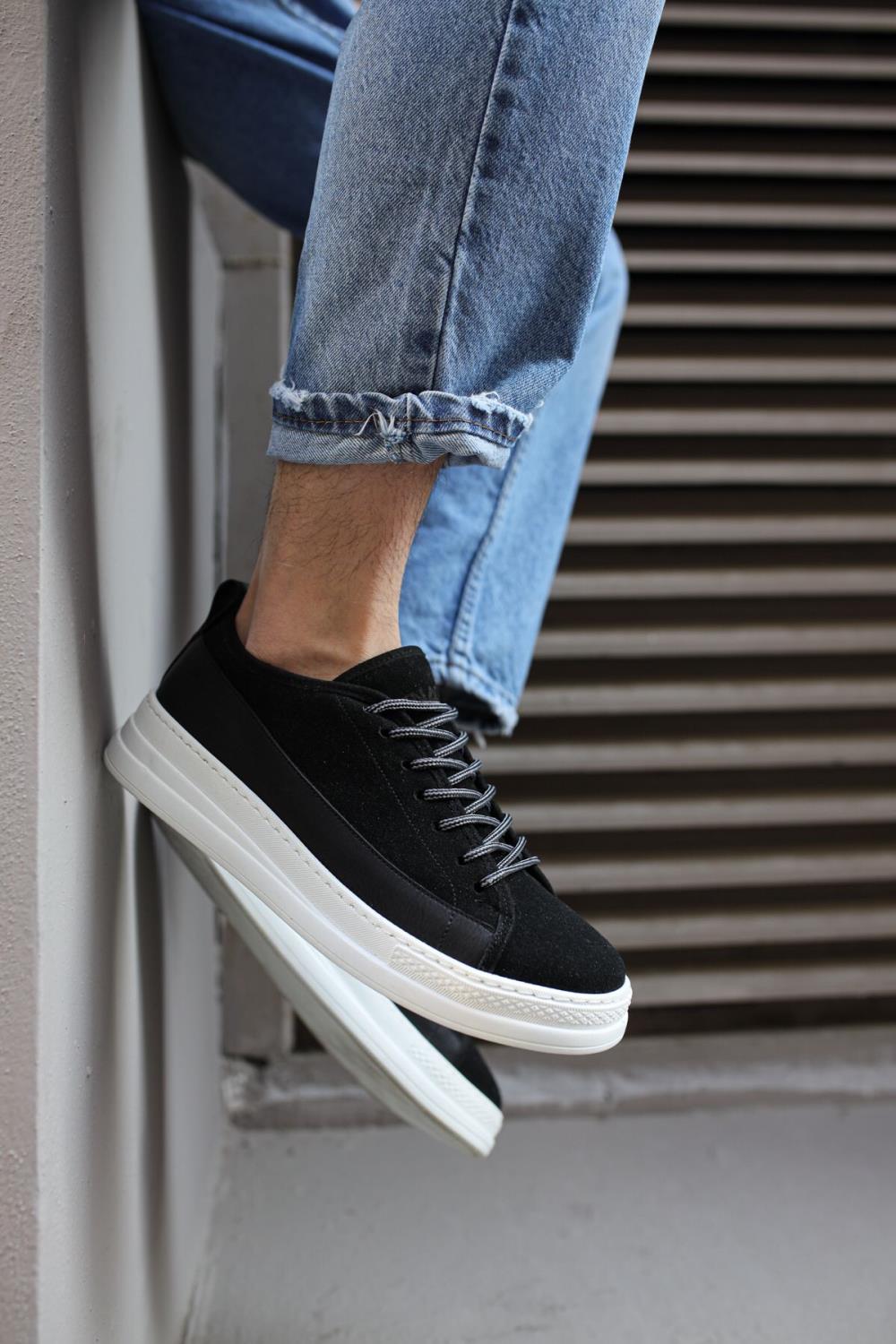 Sneakers Shoe 010 Black Suede (White Sole) - STREETMODE ™