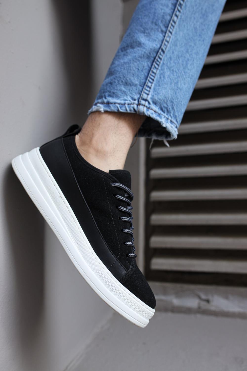 Sneakers Shoe 010 Black Suede (White Sole) - STREETMODE ™