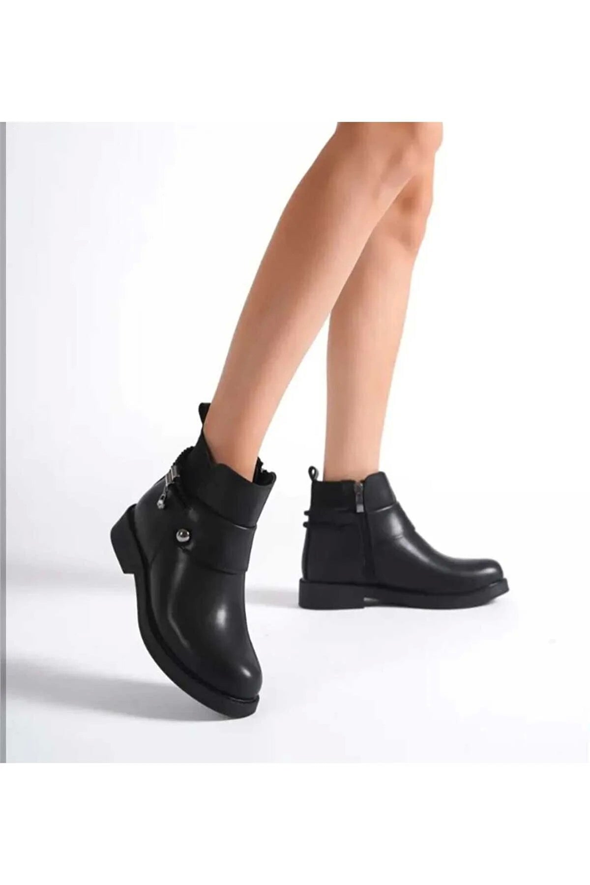 Women's Sofiye Black Leather Heeled Boots - STREETMODE ™