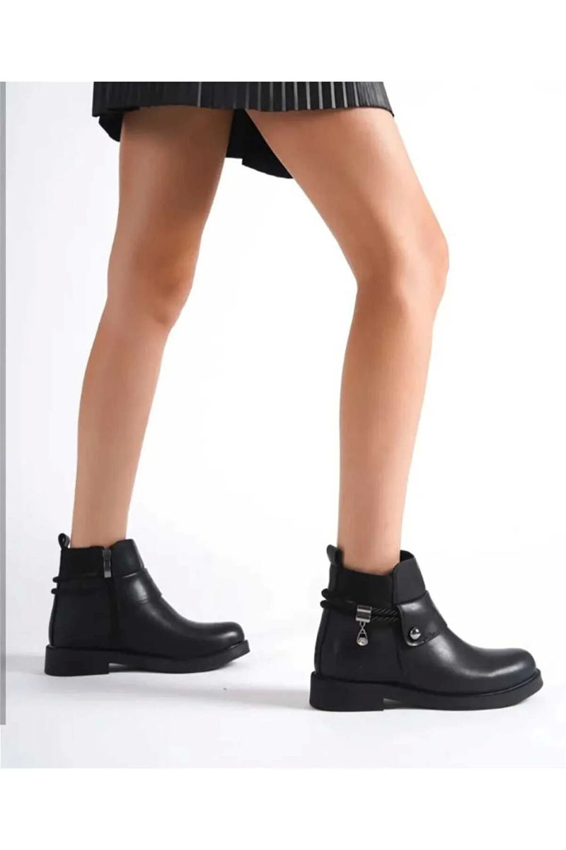 Women's Sofiye Black Leather Heeled Boots - STREETMODE ™