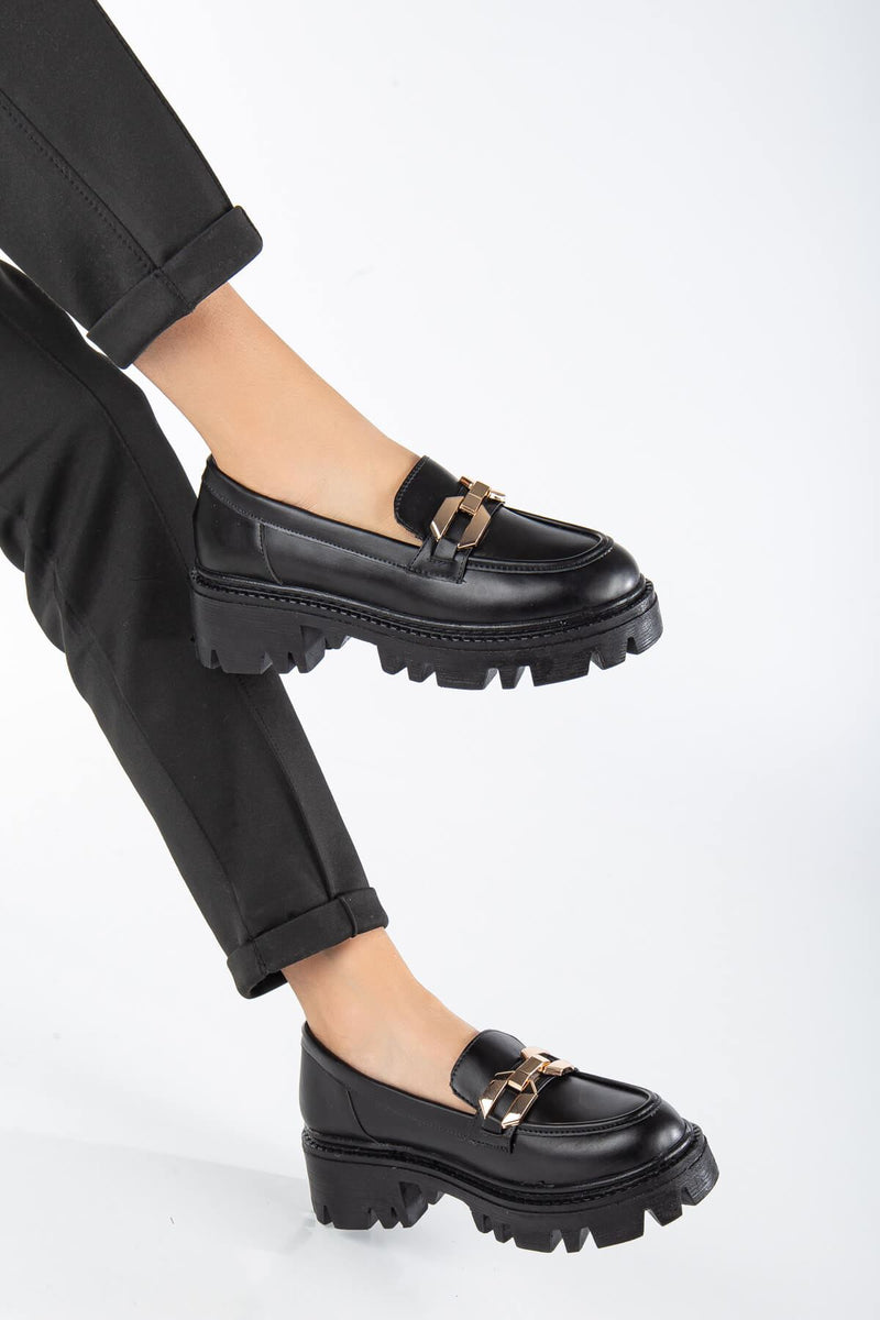 SONO Black Skin Oxford Women's Shoes - STREETMODE ™