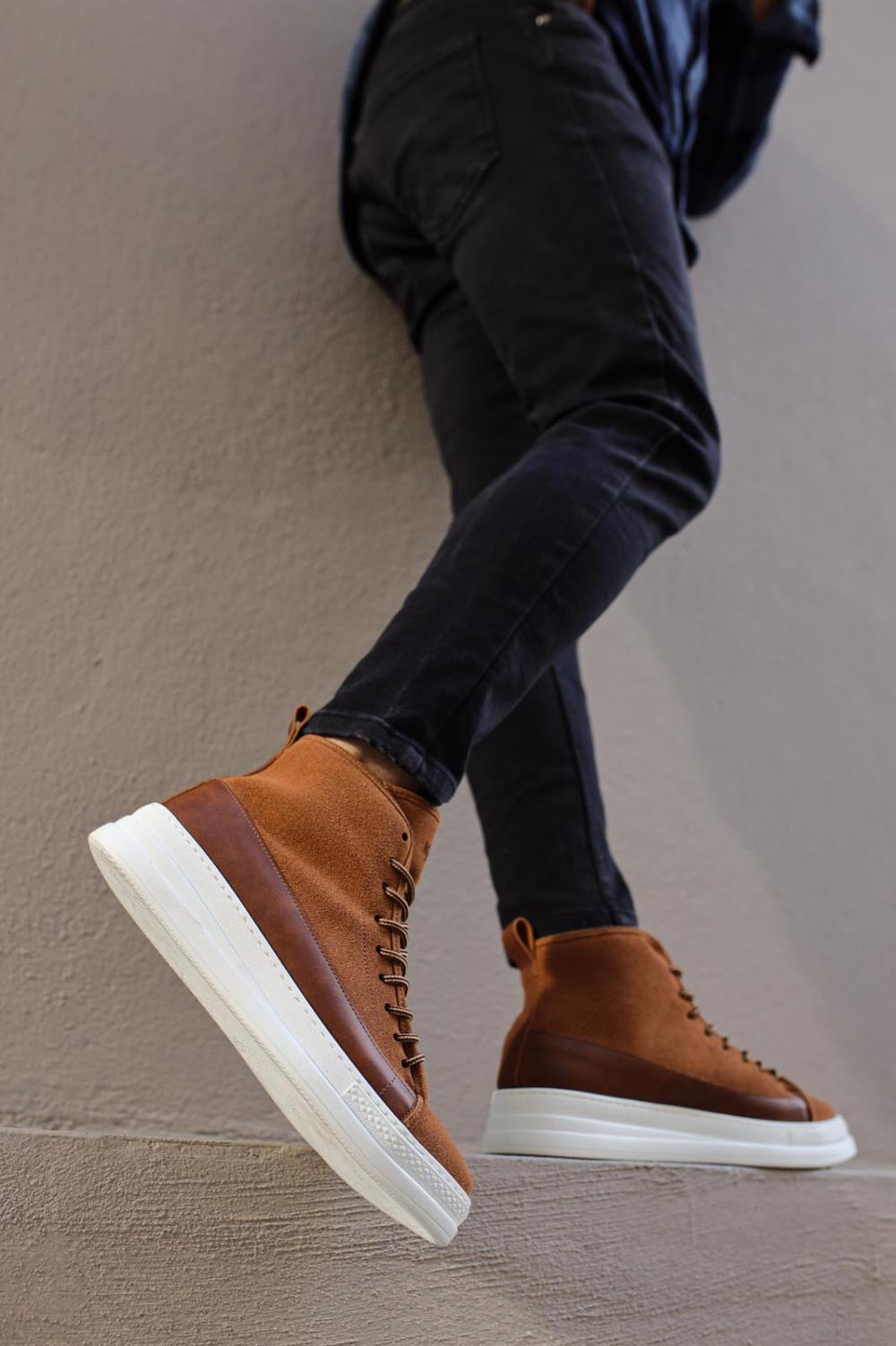 STM Boot Unisex High Sole Shoes C-030 Tan Suede - STREETMODE ™