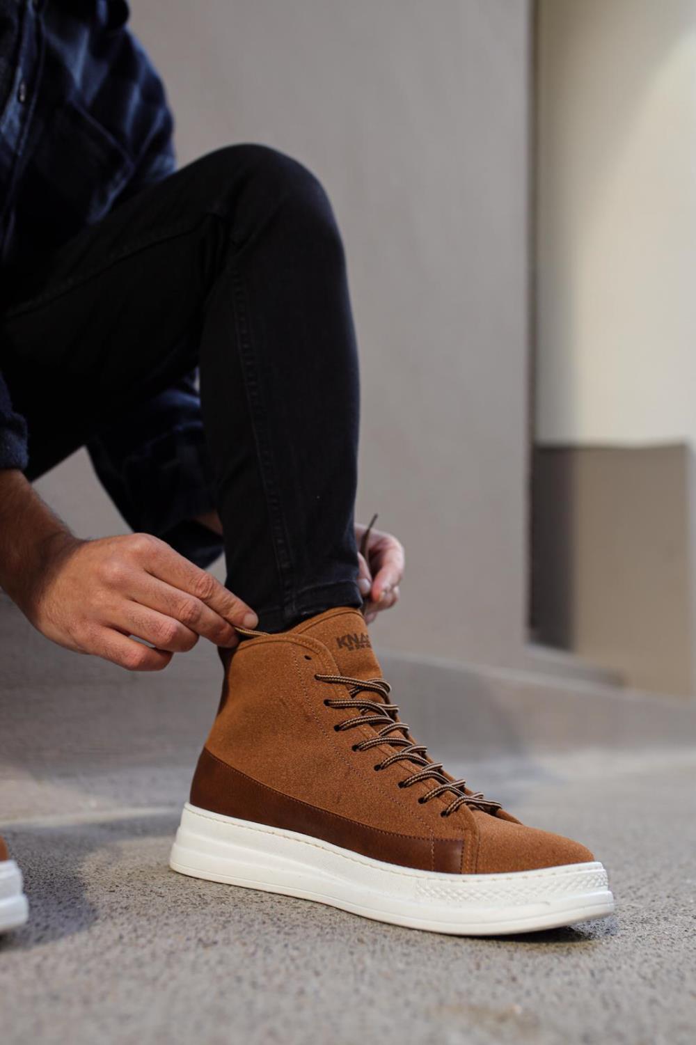STM Boot Unisex High Sole Shoes C-030 Tan Suede - STREETMODE ™