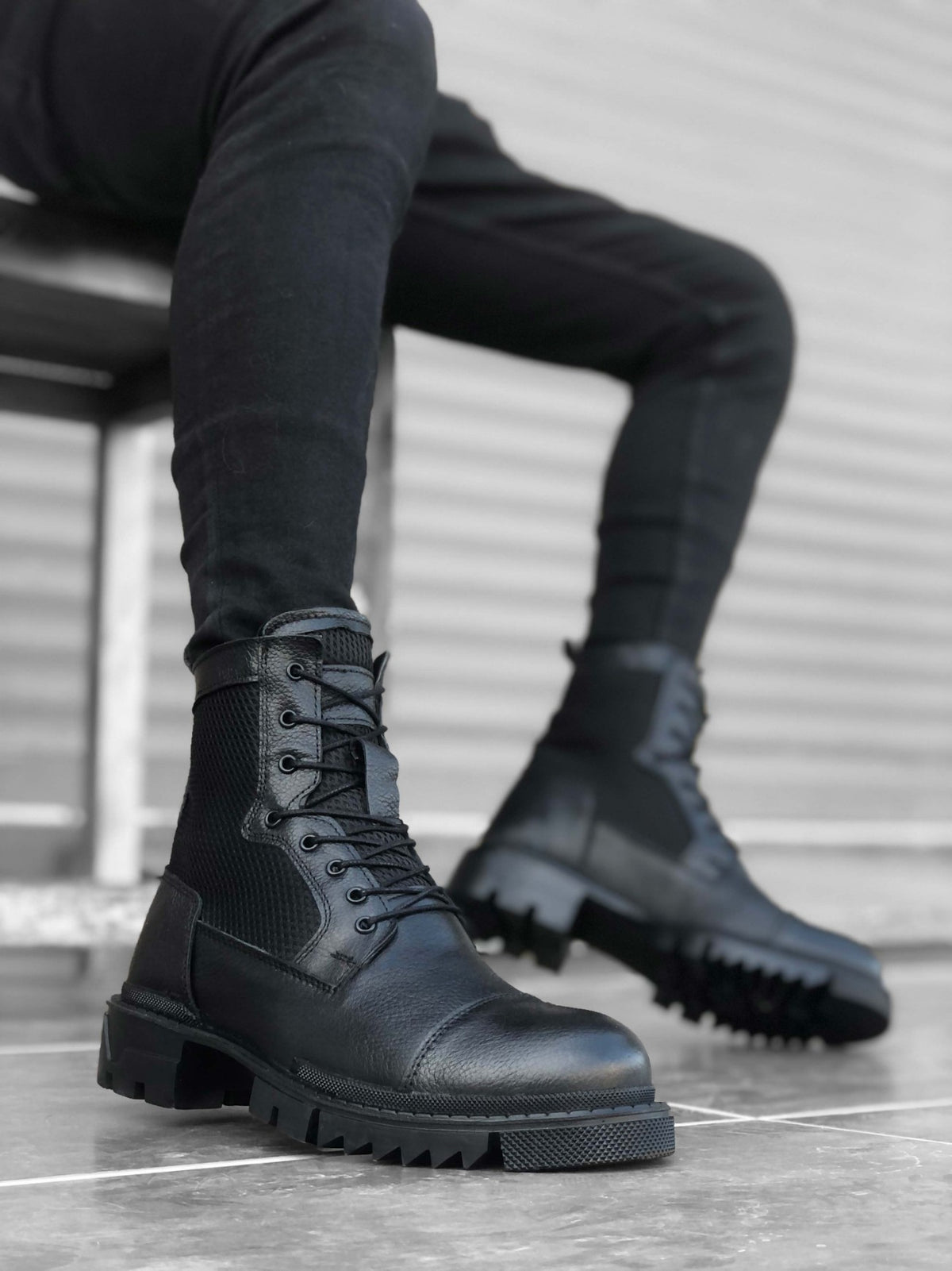 STM Boots BA0183 Genuine Leather Black Men's Boots - STREETMODE ™