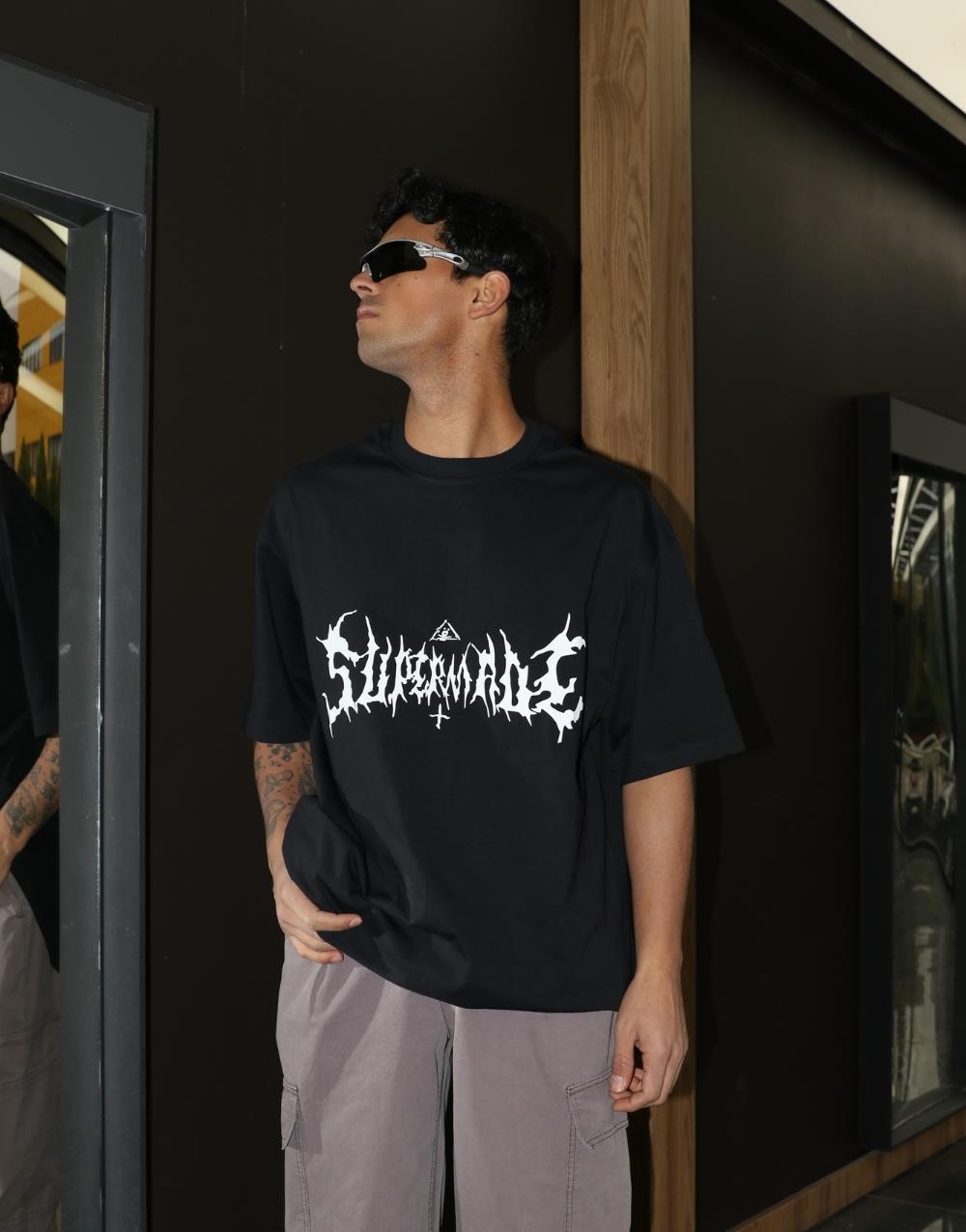 Men's Supermade Oversize Words Black T-Shirt